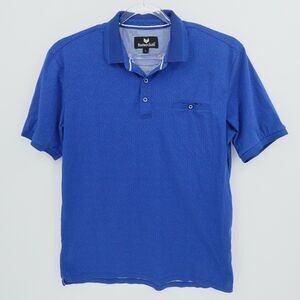 Butter Cloth Shirt Mens Large Blue Geometric Polo Preppy‎ Golf Tipped Sleeve